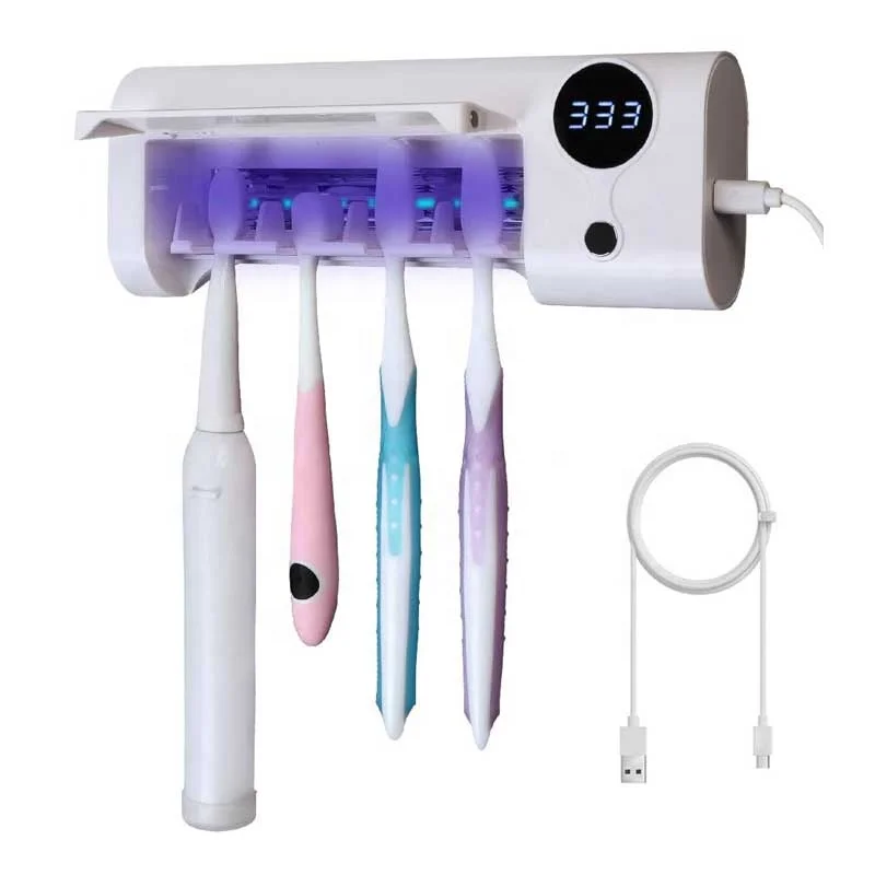 Light Box Uv-c Clean Disinfection Bathroom Holder Wall Mounted Sterilizer Timing Uv Toothbrush Sanitizer