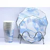 Disposable Party Tableware Navy Blue Paper Plates Cups Napkins Dessert Tableware for Wedding Birthday Party