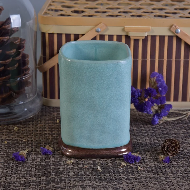 Personalized square ceramic candle containers votive scented candle holders home decoration suppliers
