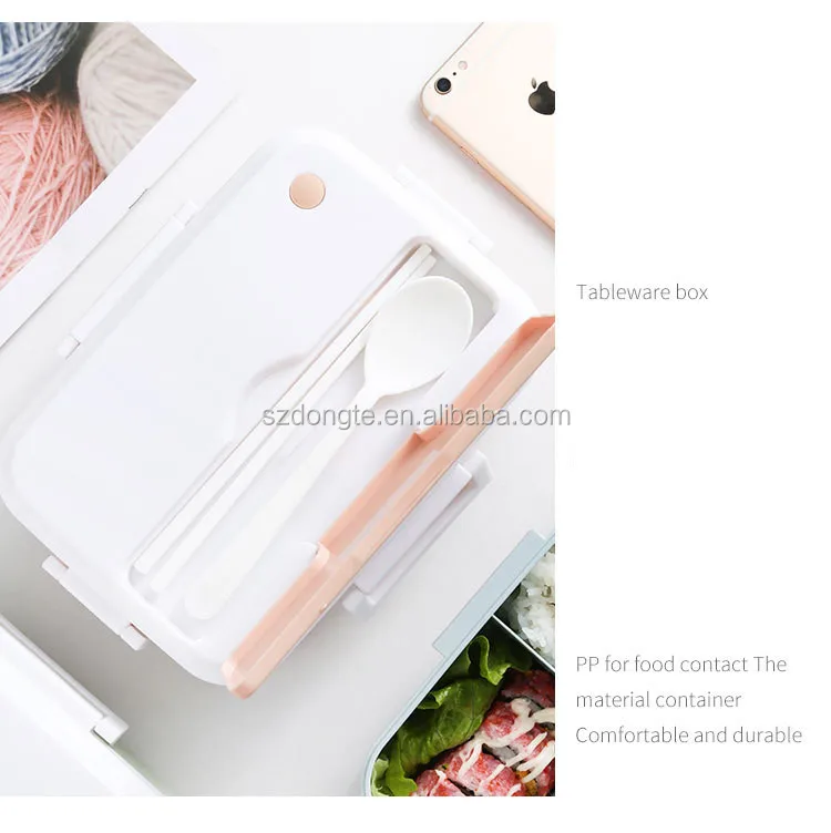 Manufacturer Pp Heating Lunch Box Divided With Spoon Chopsticks