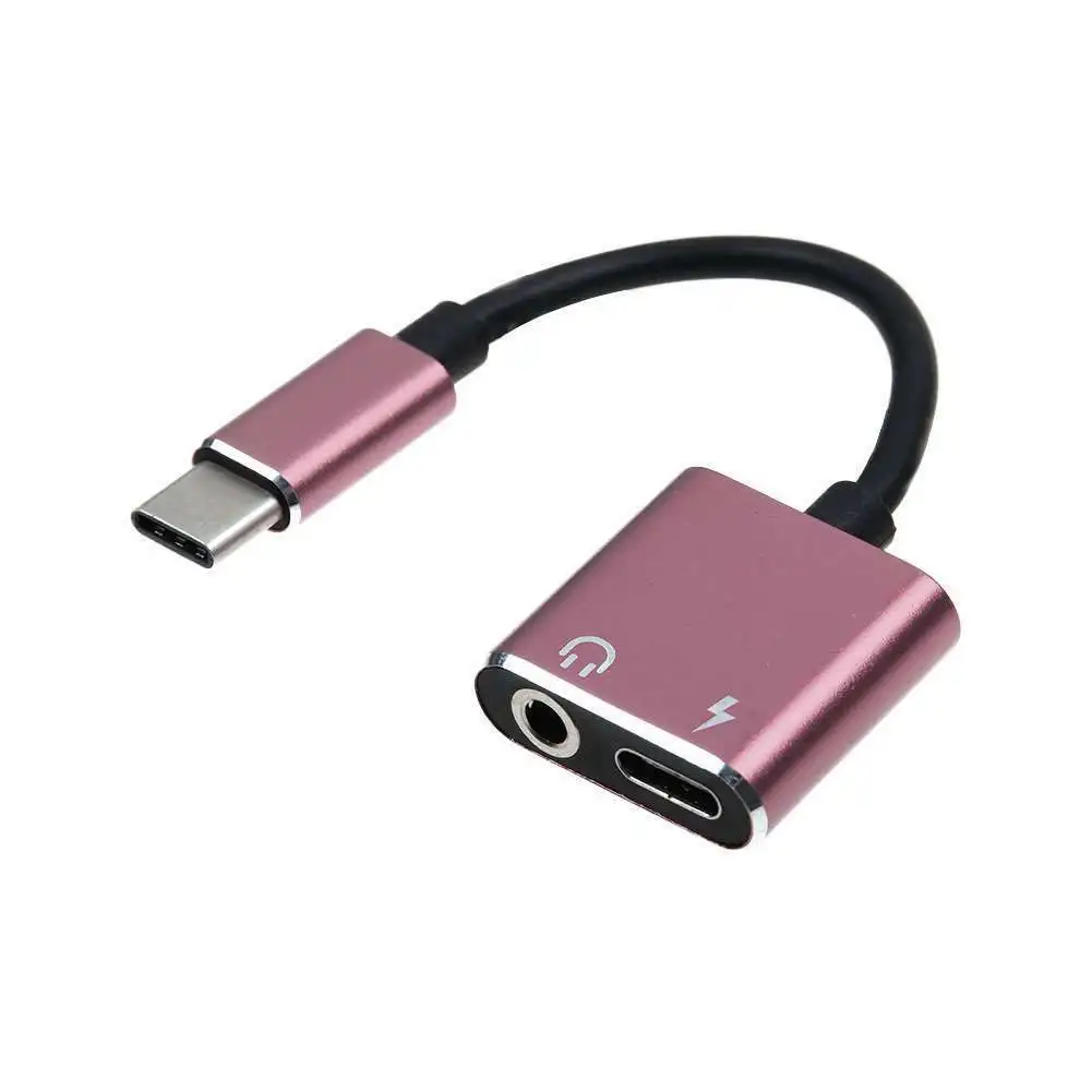 2 en 1 tipo-C a 3,5mm para auriculares Jack Adaptador de Audio AUX cargador de carga de Cable - ANKUX.COM