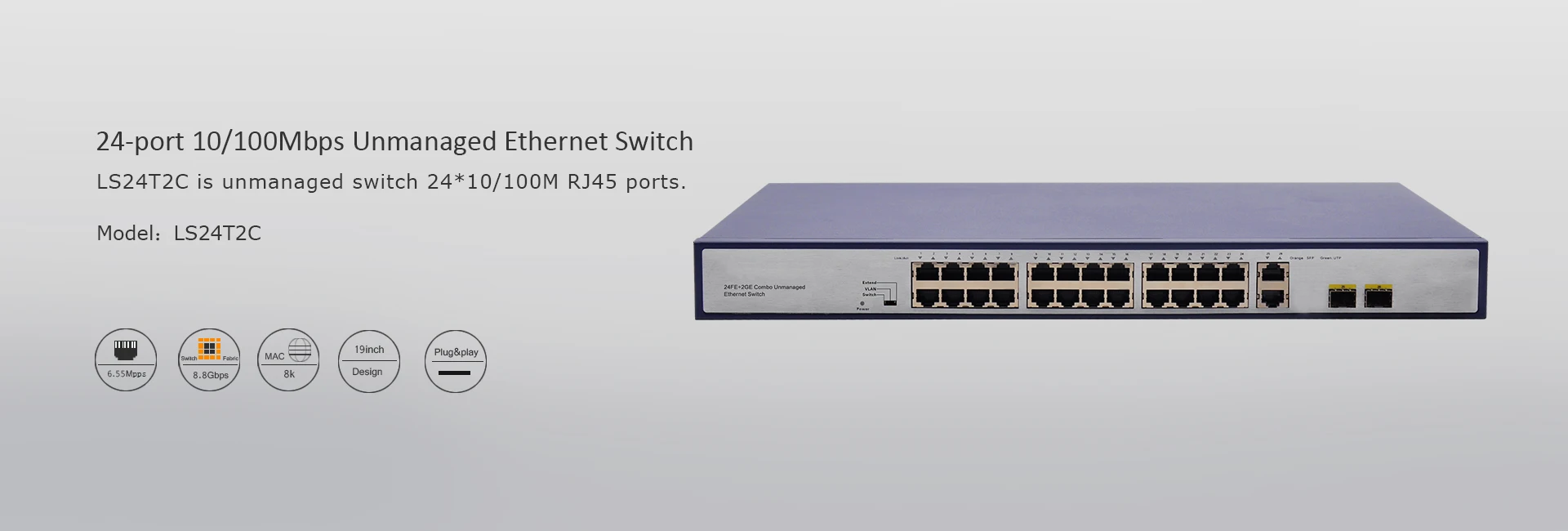 24-port ethernet switch module 2 Gigabit uplink+2 SFP(Combo) for ISP network