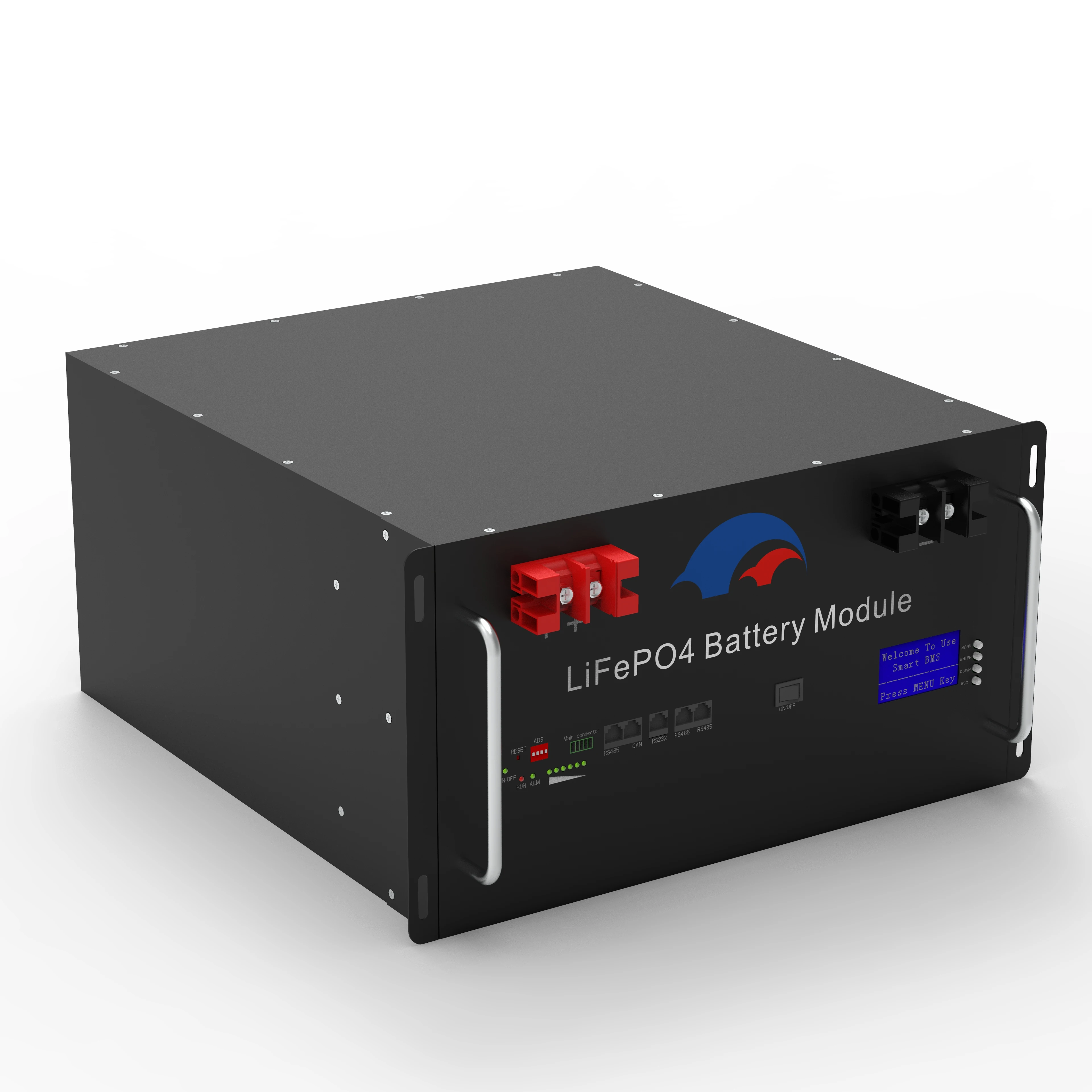 LiFePO4 10kW solar battery stack with visible BMS and cooling vents