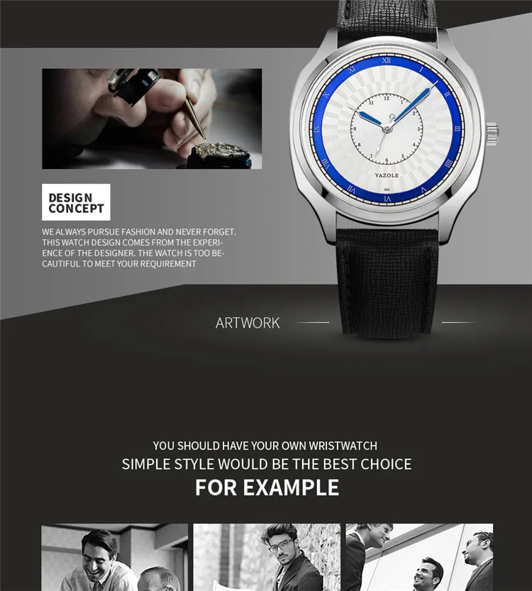 Yazole 354 Men's Watch Top Brand Luxury Men Watches Fashion Leather Quartz Reloj Hombre Business Gentle Clock Designer