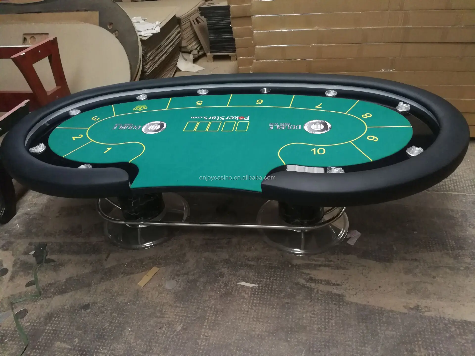 96 Inch Casino Professional Oval Poker Table With Deluxe Chrome Legs