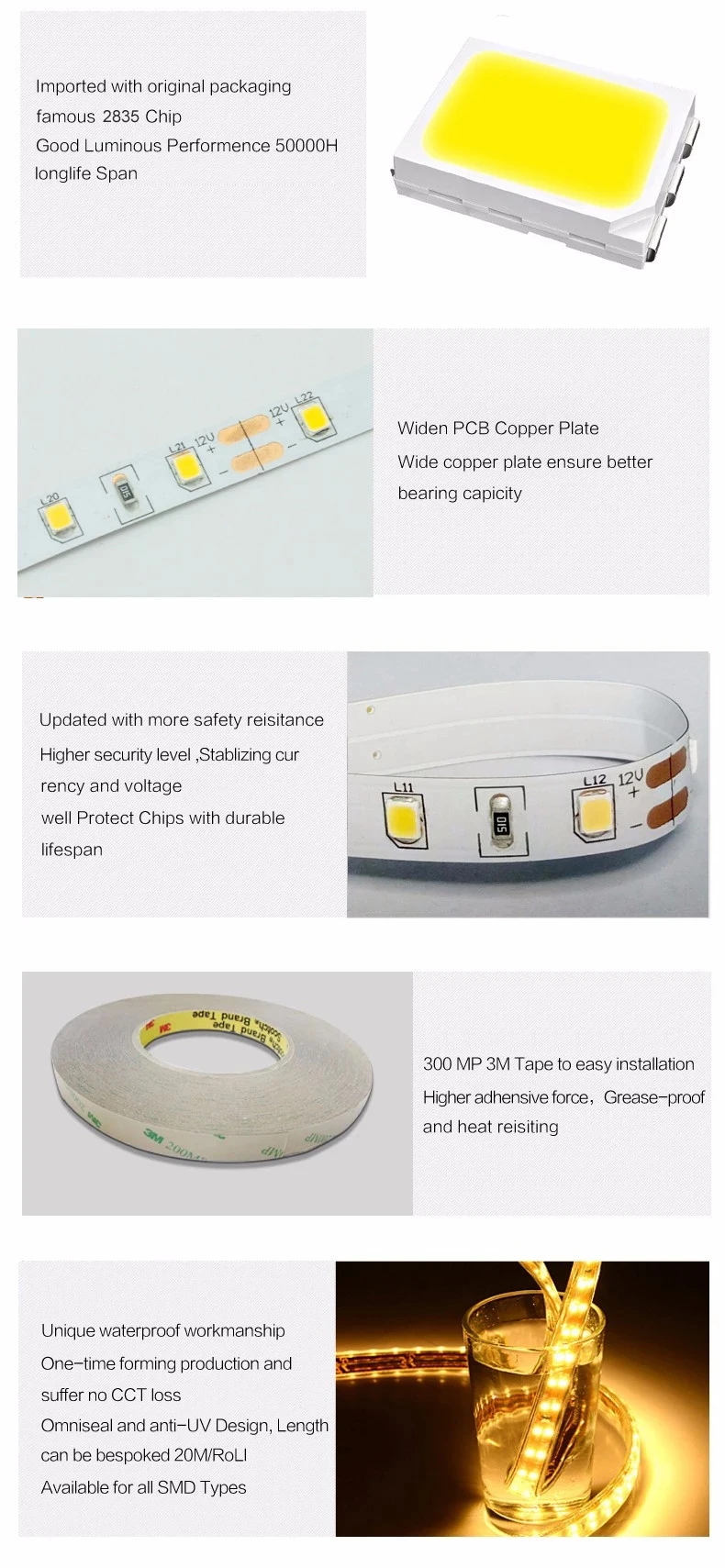 Amazon best selling App Remote Control 5M Color Temperature Adjustable double leds SMD 3014 led strip light