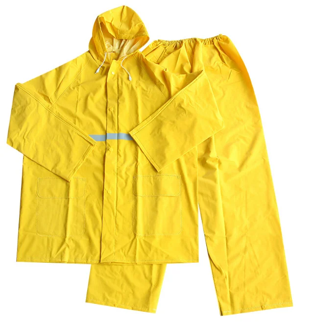 Waterproof And Windproof Heavy Duty Pvc Yellow Work Rain Suit Rain Gear
