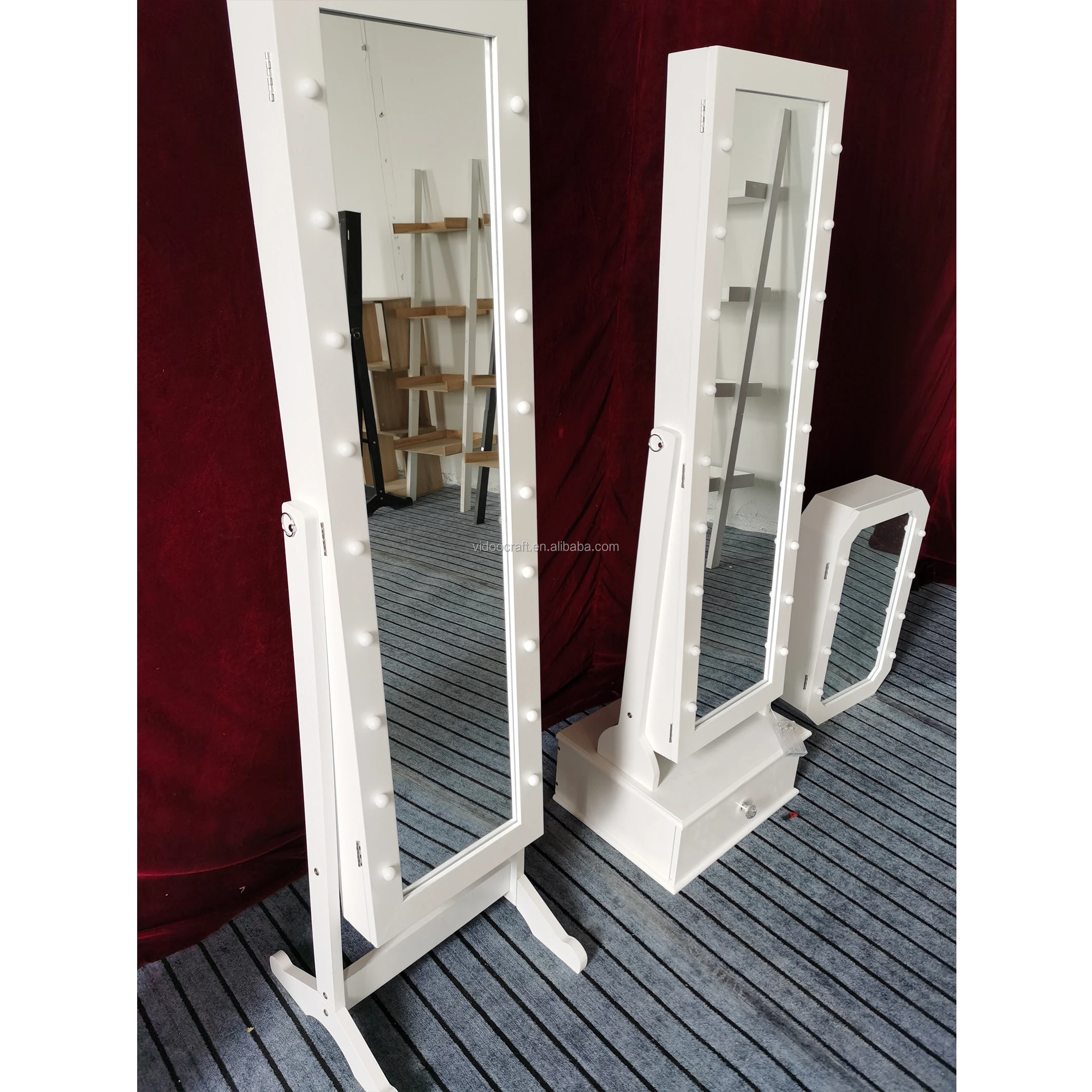 Soporte De Espejo Para Joyería Organizador De Suelo De Luces De