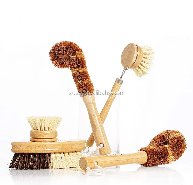 Eco-friendly 5pcs Kitchen Brush Set All Natural Fibre Wooden Floor ...