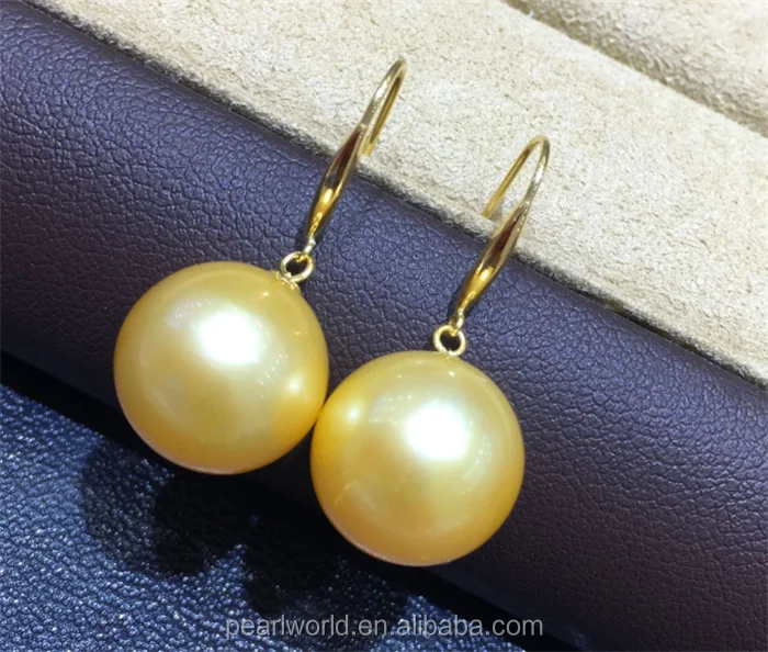 AAA 9-10mm black natural pearl dangle earring 14K gold south sea pearl earrings 