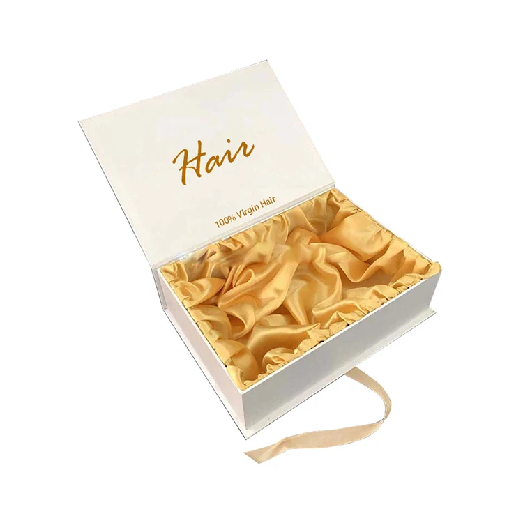 Custom Hair Bundles Packaging Boxes Extension Bags With Satin Human