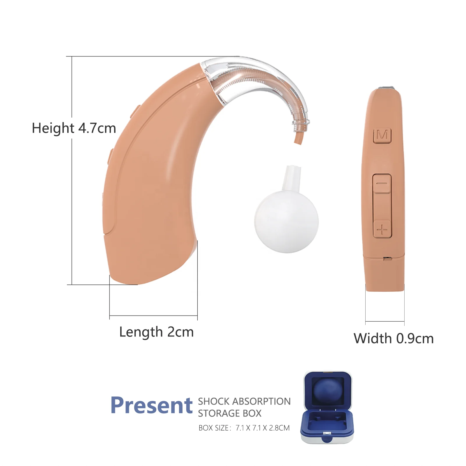 hearing aid audiphone acouophone acousticon electric hearing aid Presence of external hearing-aid BTE details