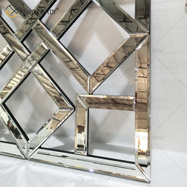 Square Mirrored Wall Decorative Mirror With Beveled Edge Modern