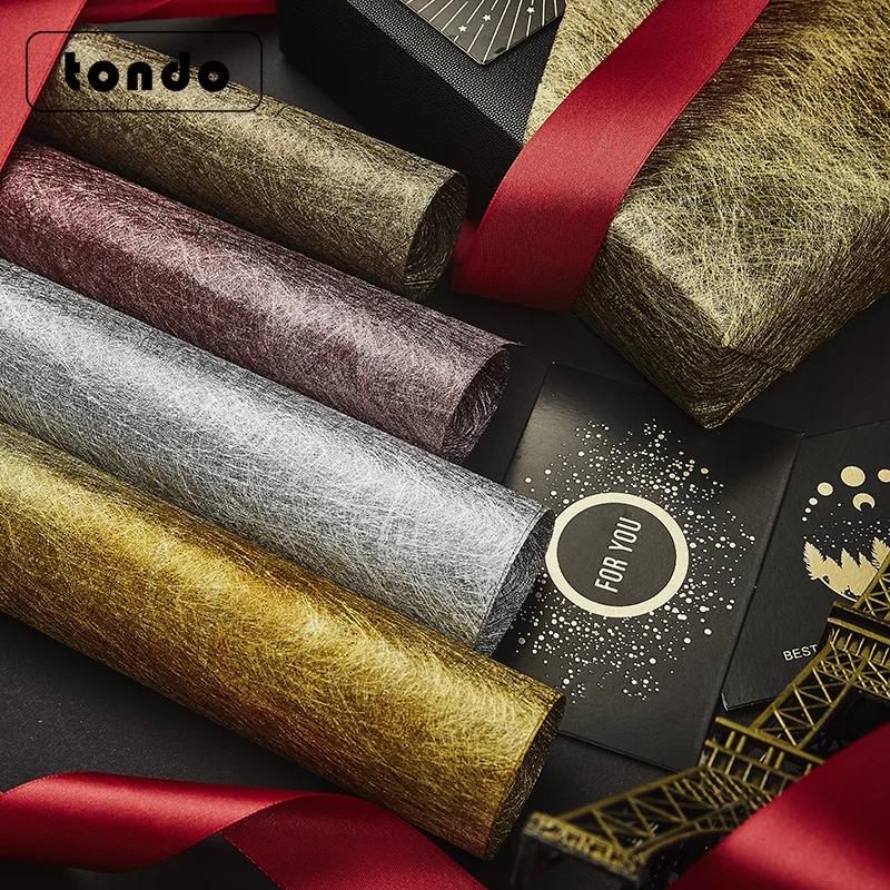 Premium Metallic Golden Silver Gift Wrapping Paper Mesh Bouquet