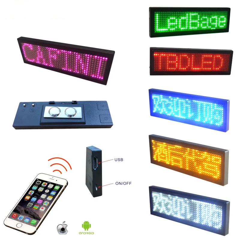 USB Badge B1248 Mini led running message display led name badge ...