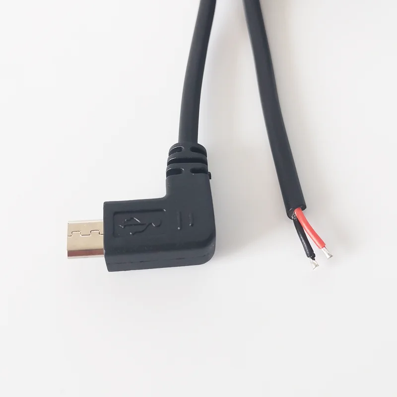 Right Angle Black/white Micro Usb 5 Pin Male Plug To 2 Core Pigtail