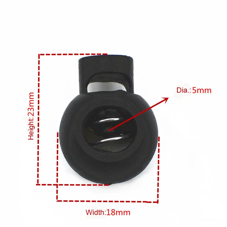 Rohs Approved Black Plastic Spring Stoppers Barrel Toggles Elastic Cord