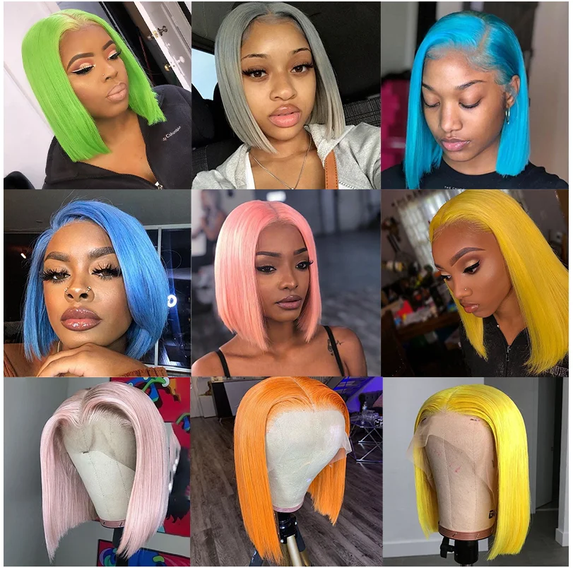 Hot sale ombre bob wig brazilian peruvian human hair short bob cut hd lace front and full lace wig 100% human hair vendors