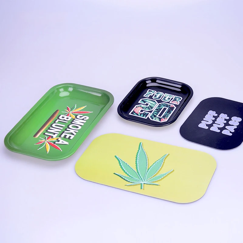 Custom Cover Metal Tin Tobacco Cigarette Herb Rolling Tray With Pvc