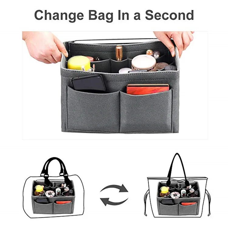 Felt Purse Organizer Insert With Bottle Holder,Handbag Organizer,Tote