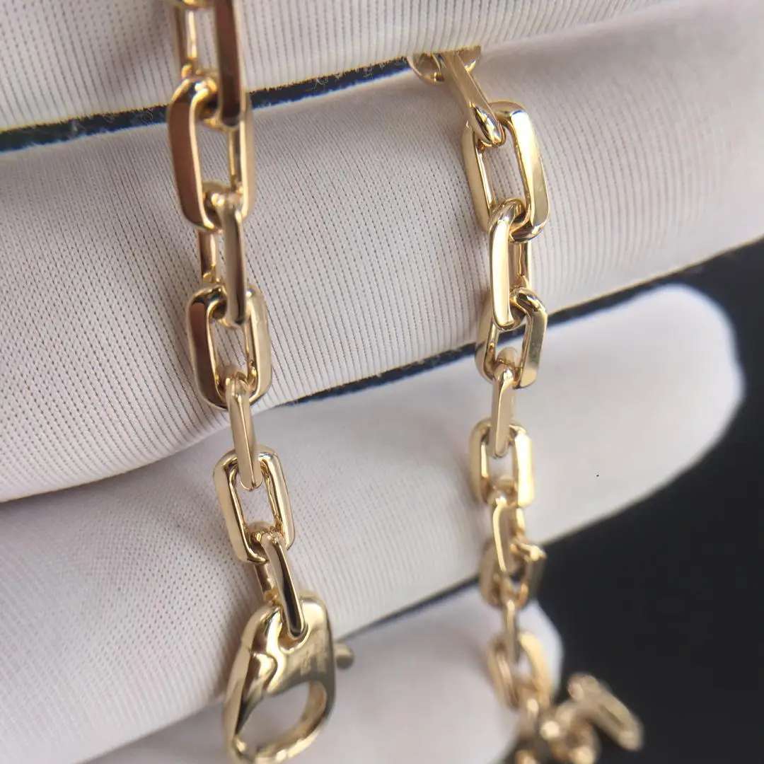 Custom France Real 18k Golden Link Chain Necklace for Men and Women.jpg