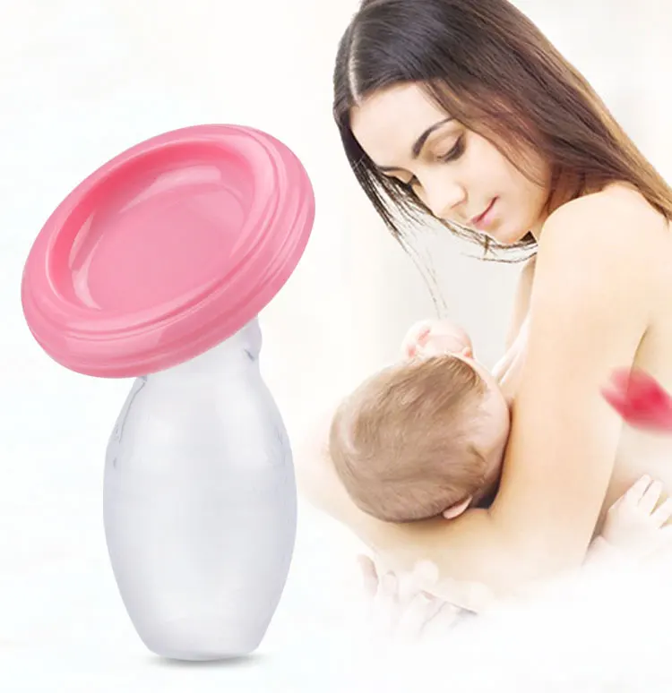 Color : Pink Silicone Breast Pump Manual Breastfeeding Suction Milk Saver 