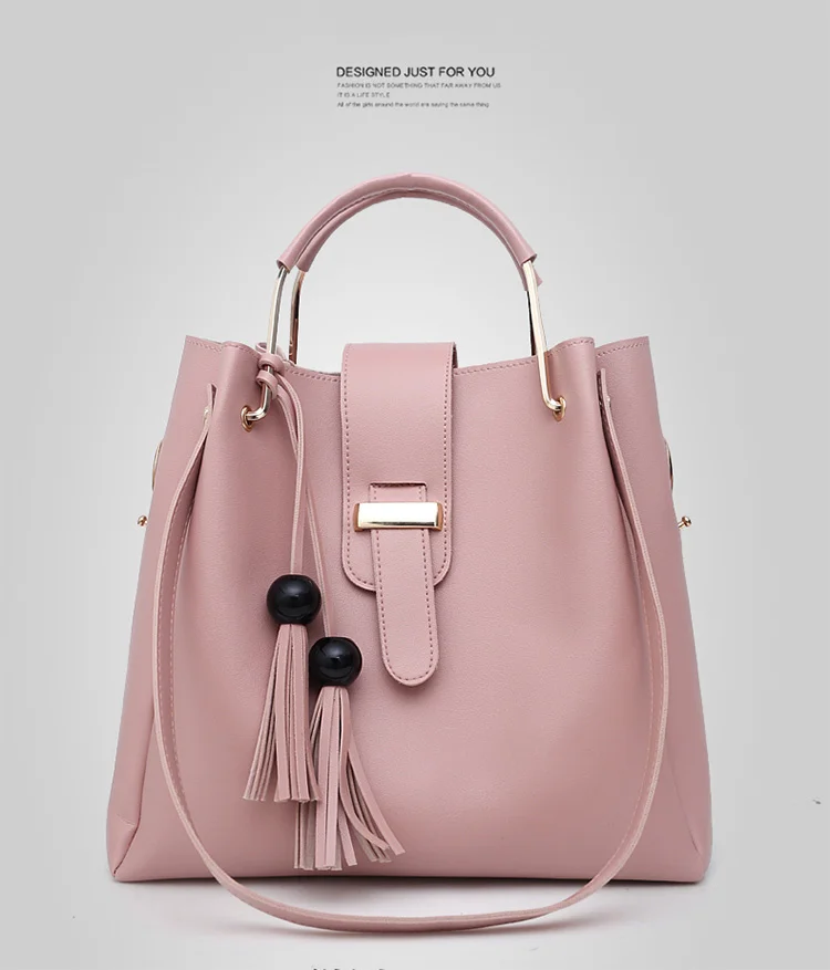 Sac A Main Femme 3 Pieces PU Leather Tote Bag For Women Luxury Tassel Hand Bag Set