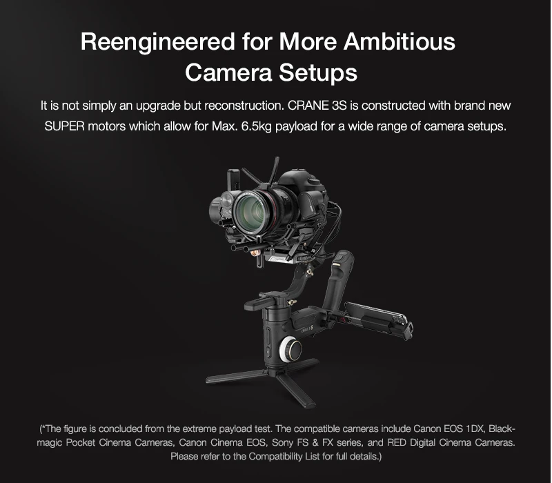ZHIYUN Crane 3S Gimbal Stabilizer - 3-Axis Servo Control