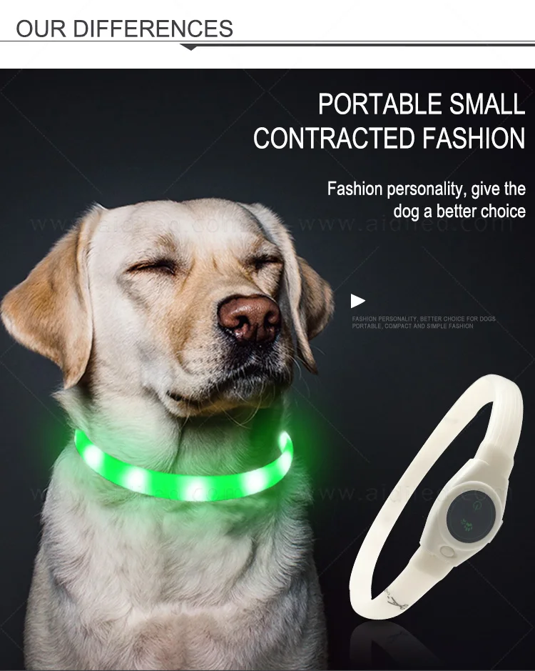 Luxury New Trend USB Rechargeable Dog Collar Led Flashing Tube Night Safety Silicone Collar for Dogs