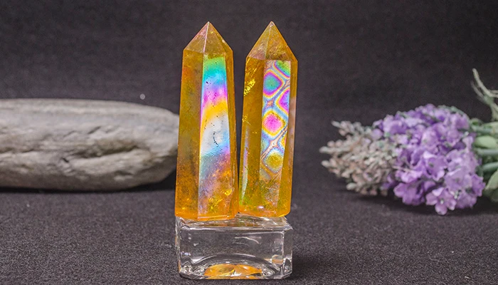 yellow aura quartz cluster