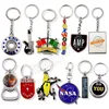 Manufacturer custom logo metal and leather personalized sublimation blank 3D key chain ring