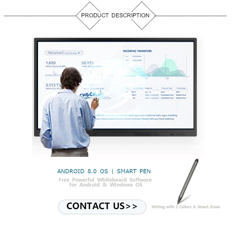 Top range 65 75 86 inch smart board supplier school portable interactive whiteboard device for classroom