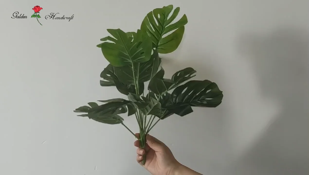 qslh-c1292 high quality real touch monstera leaves latex turtle