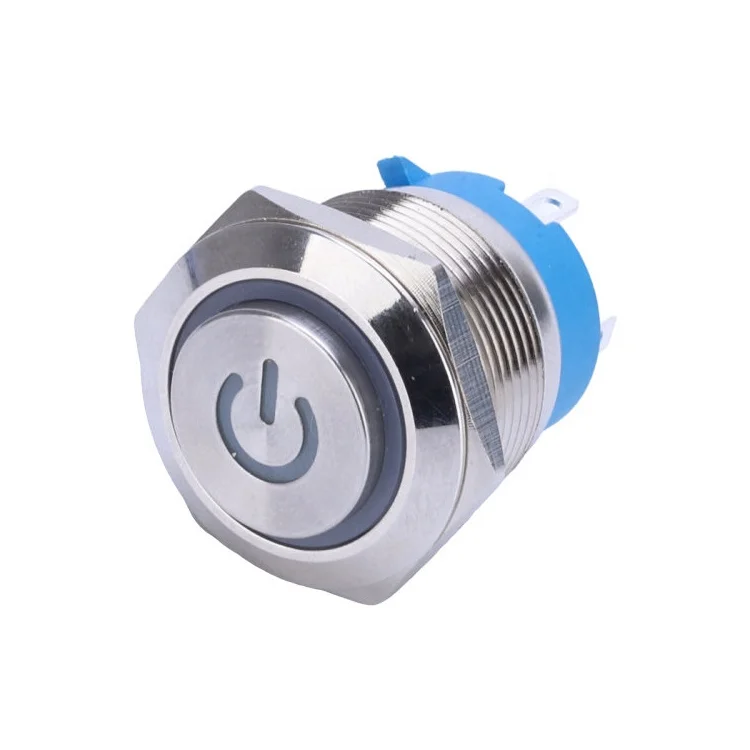 Metal Waterproof Momentary Led power logo illuminated 12V 5V 22mm push button switch