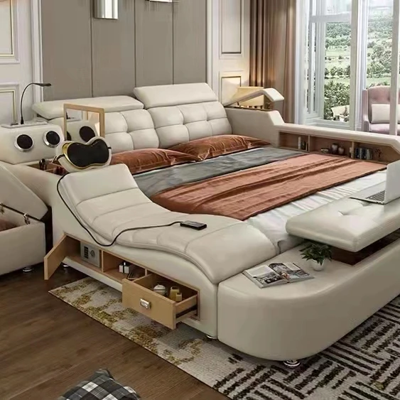 Luxury Meets Functionality King Size Modern Bed With Wooden Design