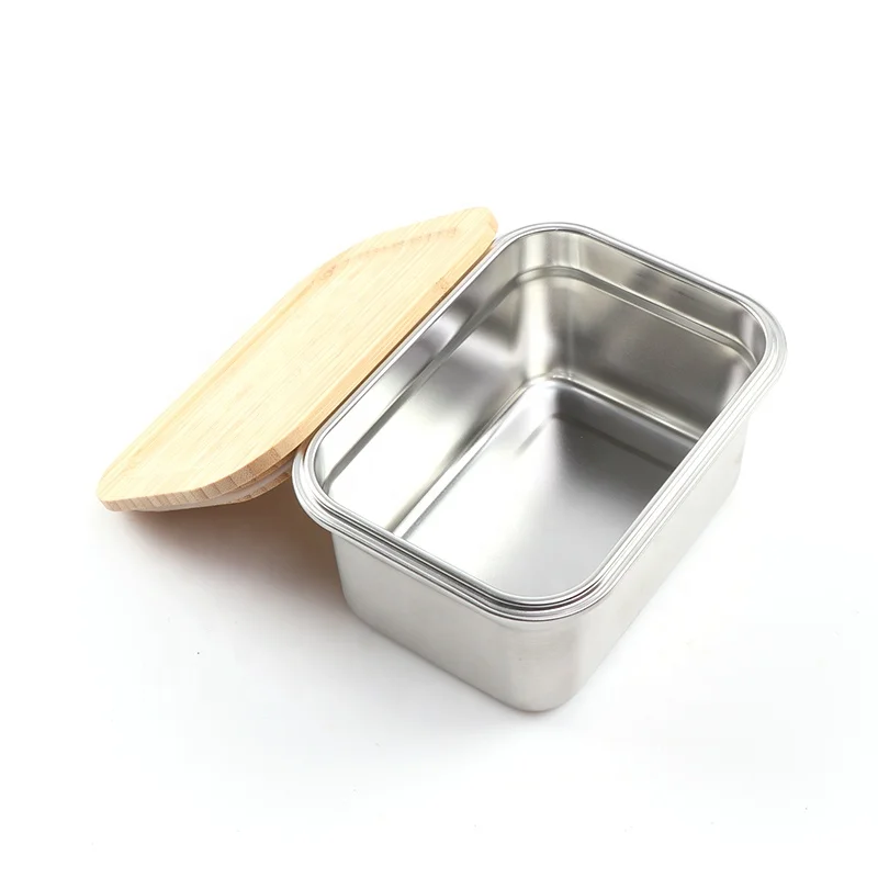 Stainless Steel Sus304 Lunch Box 1000ml With Bamboo Lid Bento European ...