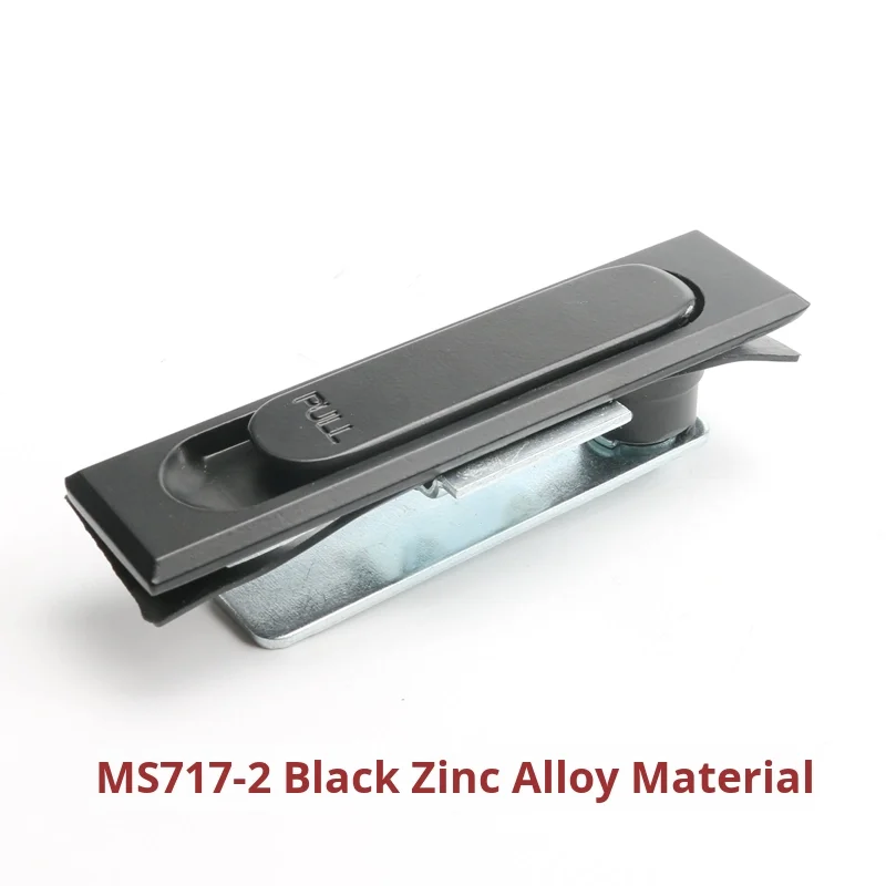 MS717-2 Black Matte Electric Cabinet Lock Flat Lock Handle 6000 Series Rotation Distribution Box Cutting Service Included details