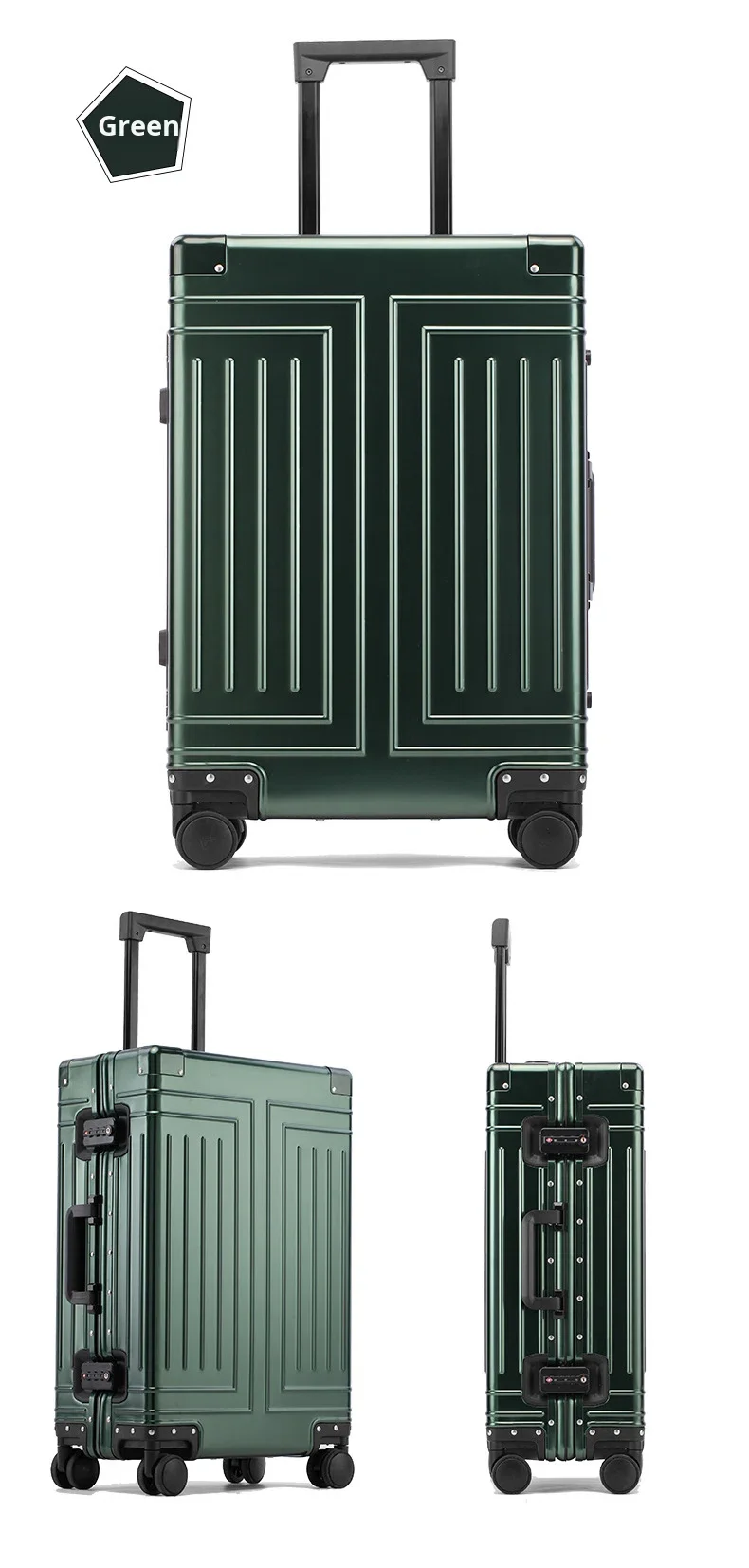 product 2026 modern design aluminum luggage carry on boarding 20 in durable trolley suitcase tsa lock business metal travel case-20