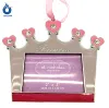 Pink princess metal photo frame ornament for Christmas girls
