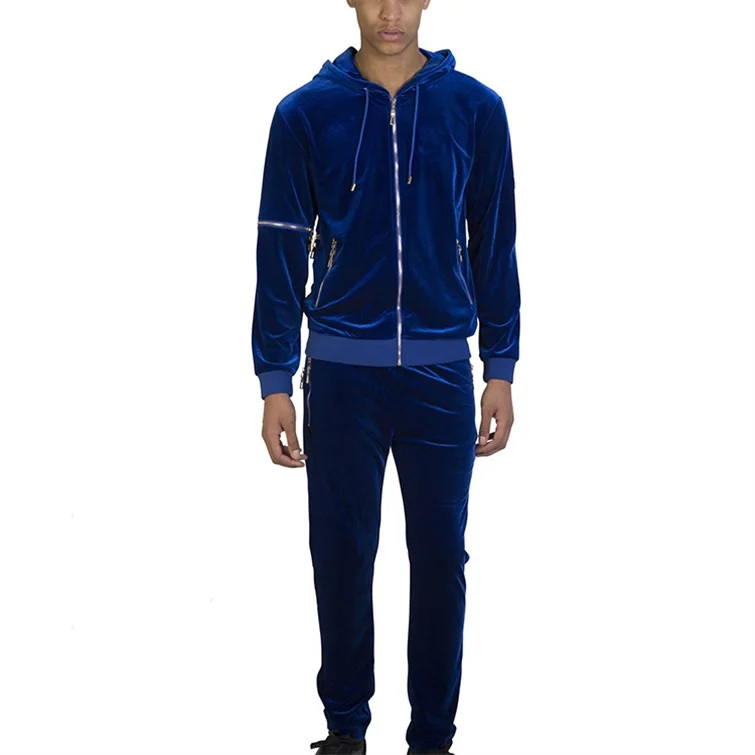 2020 New Stylish Breathable Plain Cotton Bulk Velour Sweatsuit Custom