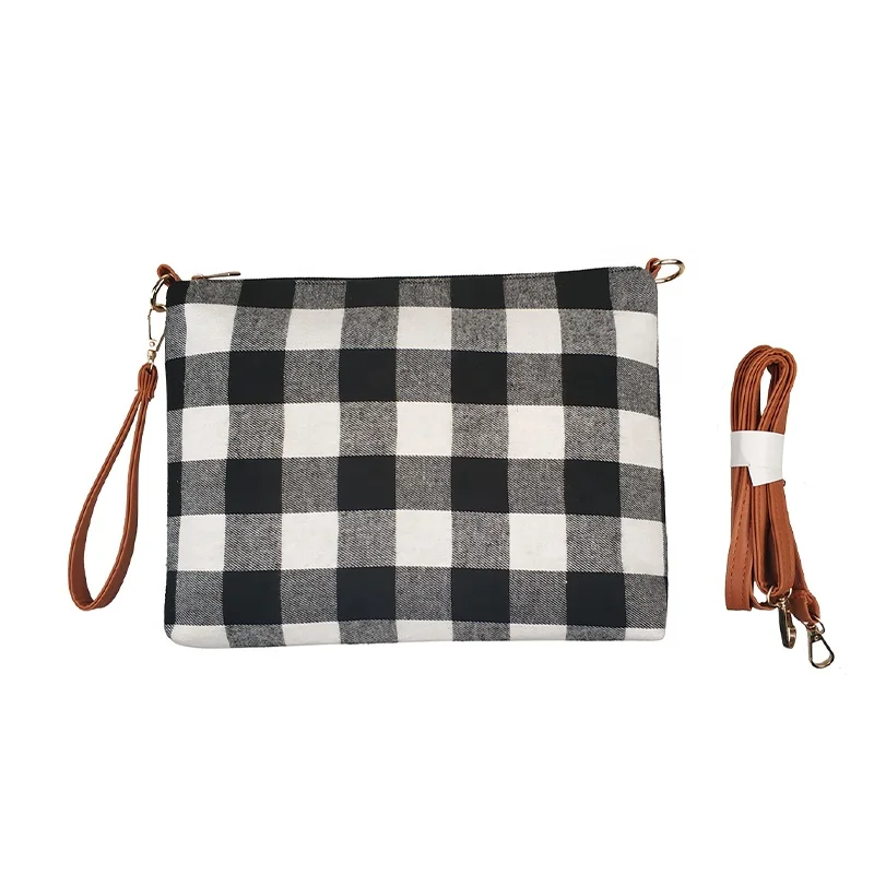 Plaid Crossbody Purse In Stock Zipper Closure Women Personalized