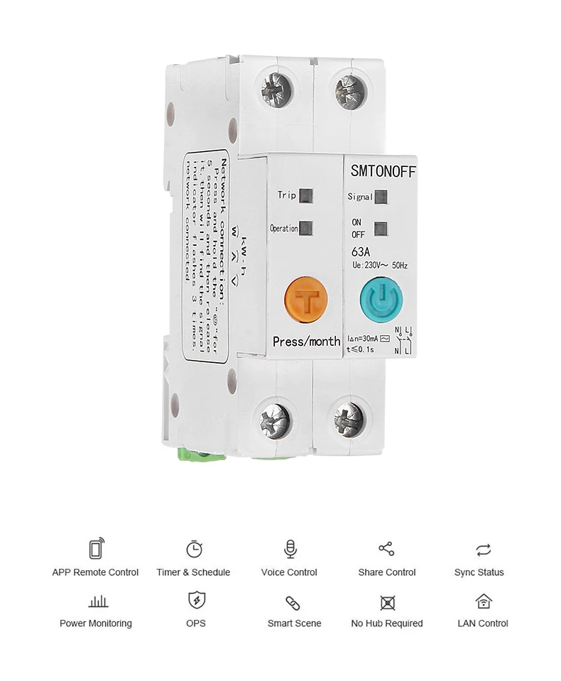 eWelink Single phase Din rail WIFI Smart Energy Meter leakage protection remote read kWh Meter wattmeter voice control alexa