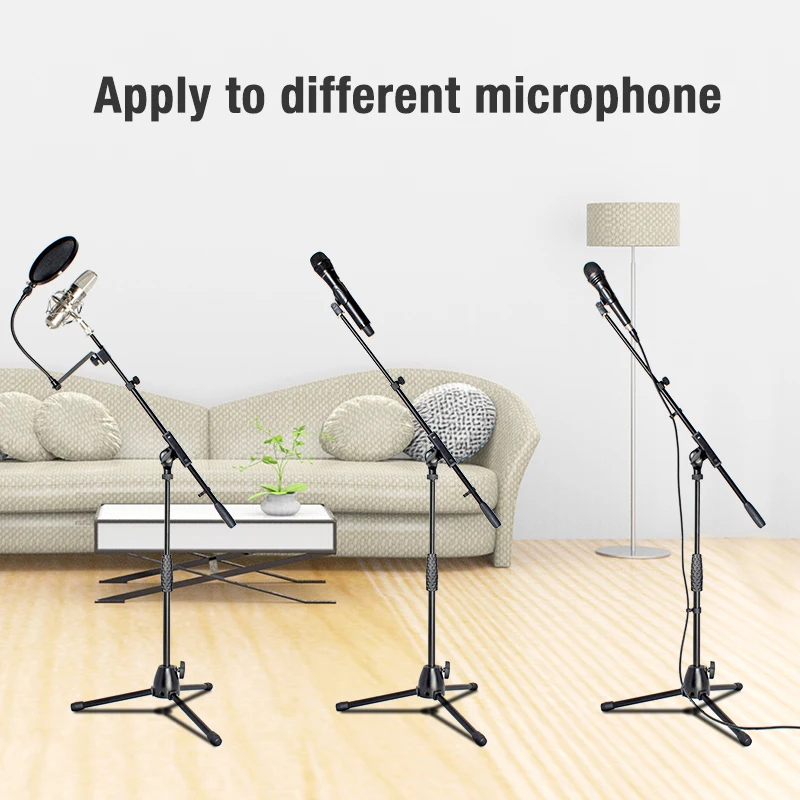 Kids Adjustable Short Low Profile Tripod Boom Drum Mic Stand For