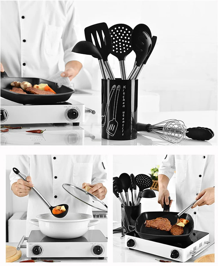 Best Selling Products Kitchen Accessories Set Non-stick Cooking Equipment 9 Pcs Silicone Spatula Soup Spoon Colander Shovel Tong
