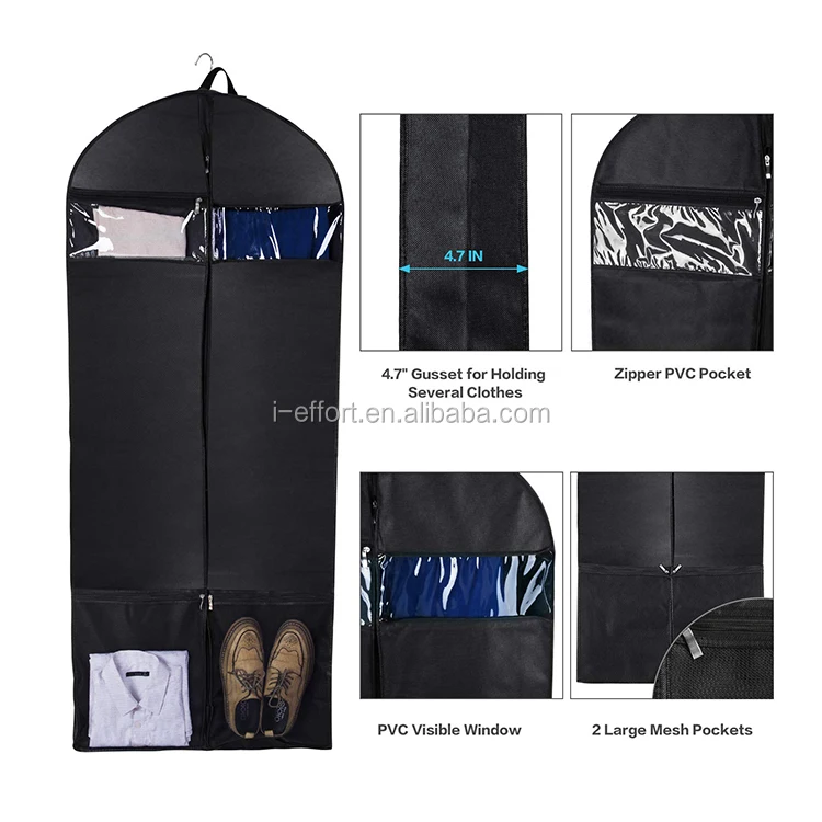 Hanging Foldable Breathable Garment Bag Suit Cover With Shoes
