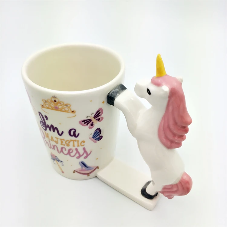 En Kaliteli Özel Seramik Komik Unicorn Şekilli Kolu Kahve Kupa Buy
