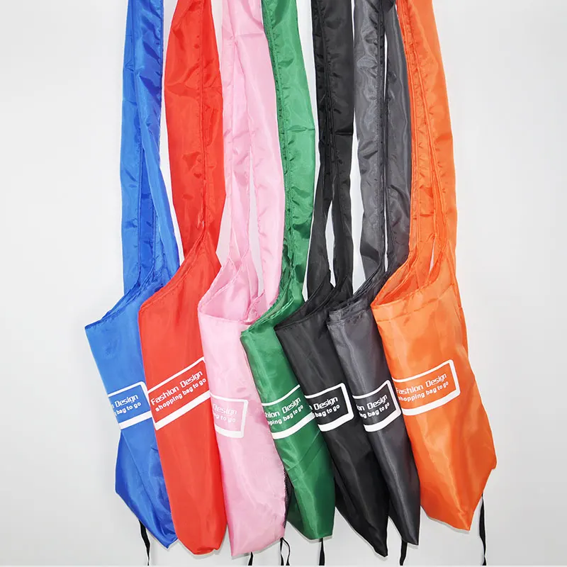 Custom Mini Reusable Polyester Foldable Folding Shopping Bag To Roll Up