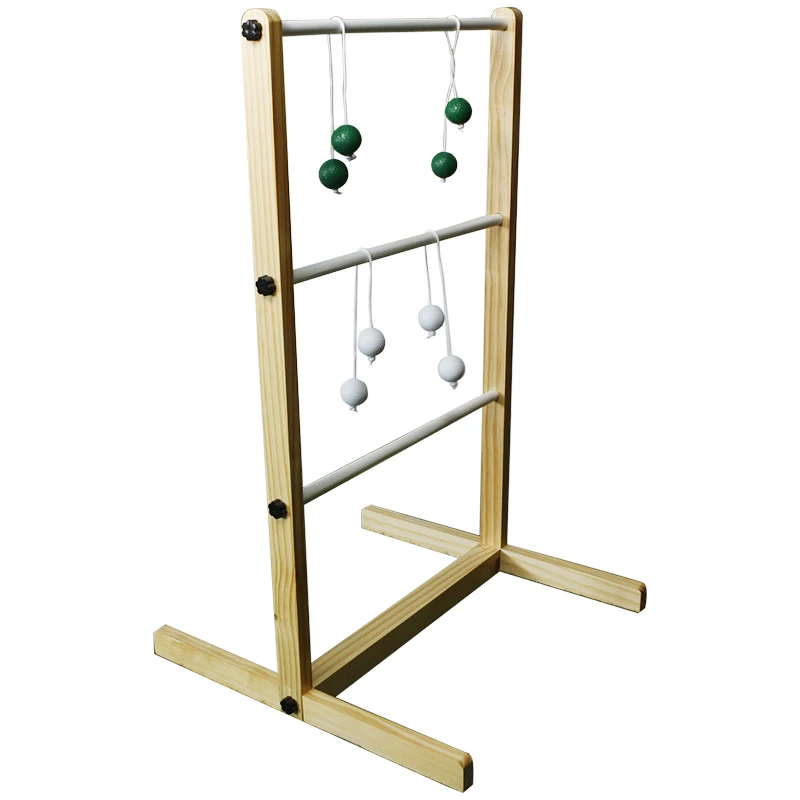 Ladder Toss Game Set Wooden Golf Ladder Lawn Game With 6 Bolos Balls