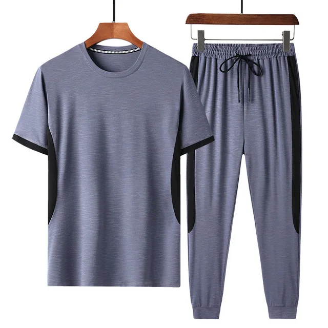 Summer Men's Running Sportswear Tracksuit Sets Jogging Suits T Shirt ...