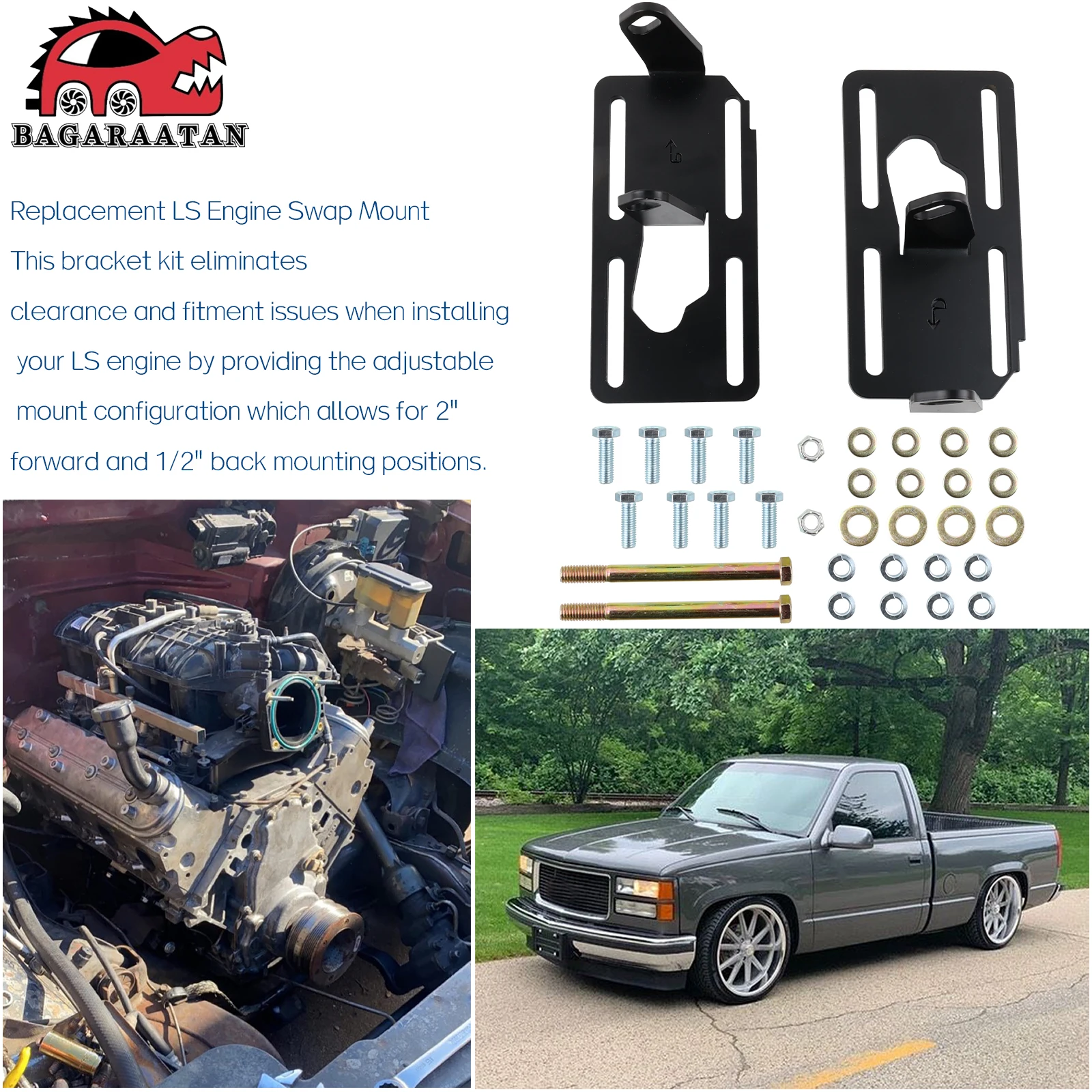 Ls Conversion Engine Mounts Swap Adjustable Motor Conversion Bracket